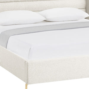 HomeRoots Beige Tufted Linen Upholstered Queen Bed Frame - Elegant Design, Comfortable Sleep & Solid Support 544816