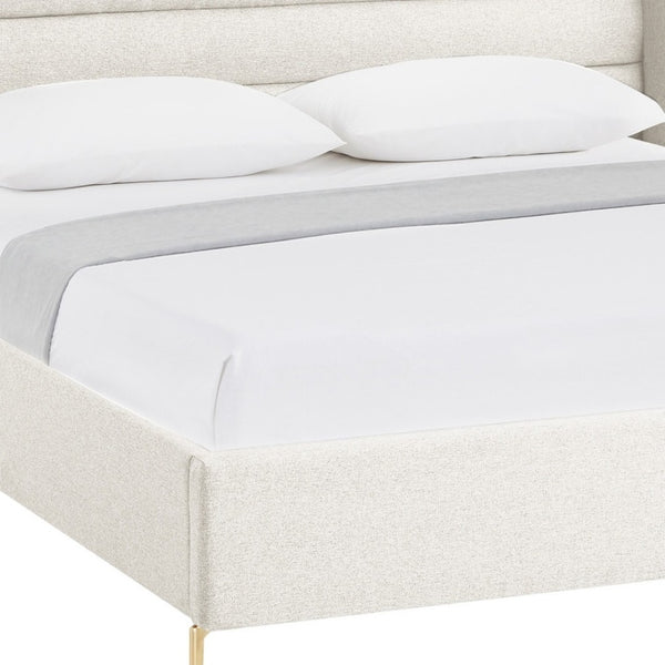 HomeRoots Beige Tufted Linen Upholstered Queen Bed Frame - Elegant Design, Comfortable Sleep & Solid Support 544816