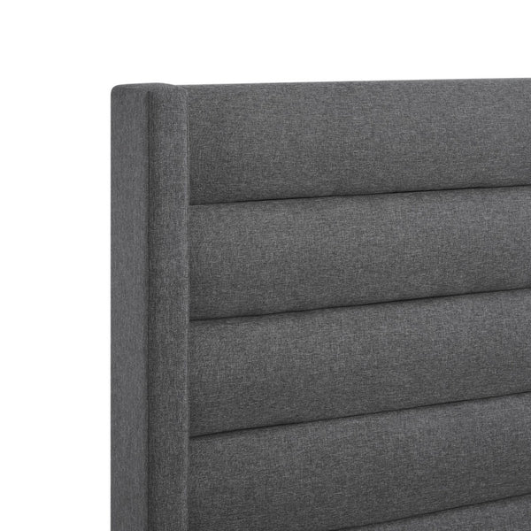 HomeRoots Gray Linen Upholstered Bed Frame - Stylish, Contemporary Design with Solid Support and Comfort King 544818