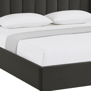 HomeRoots Black Tufted Velvet King Bed Frame – Luxurious Upholstered Design with Durable Construction & Comfort 544821