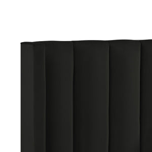 HomeRoots Black Tufted Velvet King Bed Frame – Luxurious Upholstered Design with Durable Construction & Comfort 544821