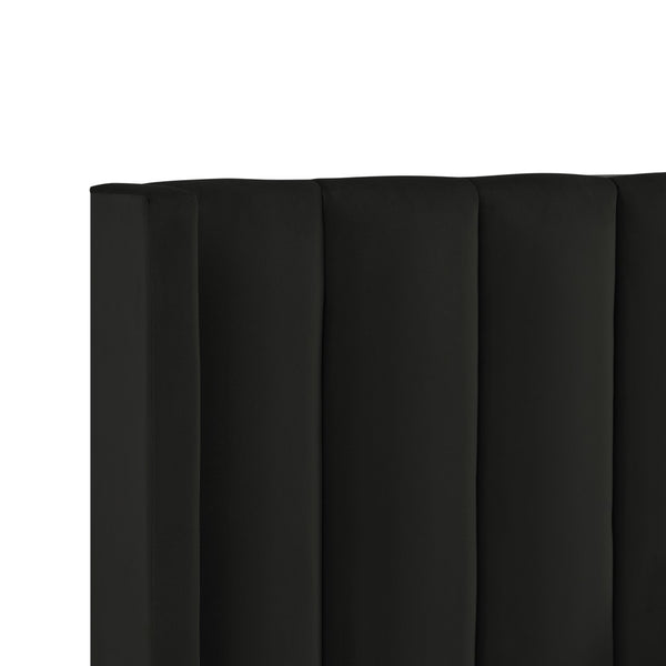HomeRoots Black Tufted Velvet King Bed Frame – Luxurious Upholstered Design with Durable Construction & Comfort 544821