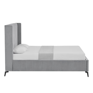 HomeRoots Light Gray Tufted Velvet Twin Bed Frame - Modern Design with Sturdy Support for Ultimate Comfort 544826