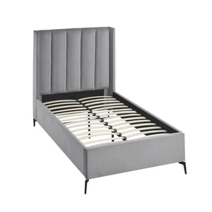 HomeRoots Light Gray Tufted Velvet Twin Bed Frame - Modern Design with Sturdy Support for Ultimate Comfort 544826