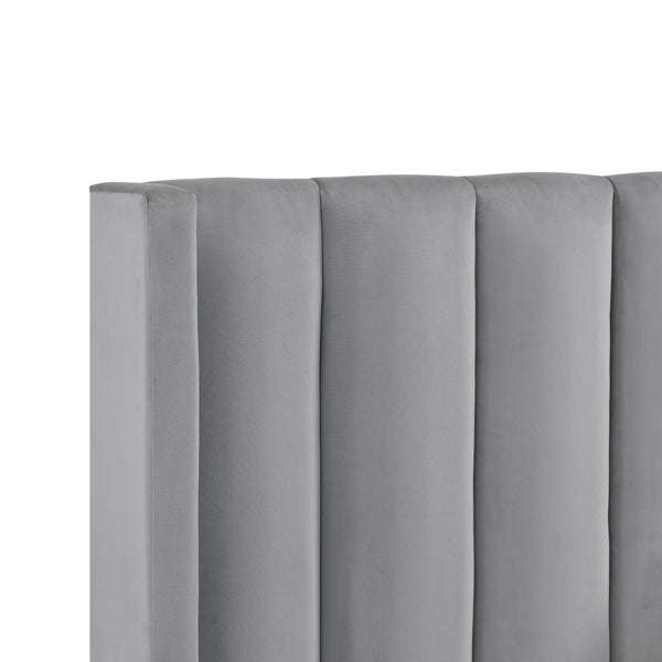 HomeRoots Light Gray Tufted Velvet Twin Bed Frame - Modern Design with Sturdy Support for Ultimate Comfort 544826