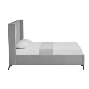 HomeRoots Black Velvet Upholstered Bed Frame - Chic, Durable Design for Modern Bedrooms with Sturdy Support King 544827