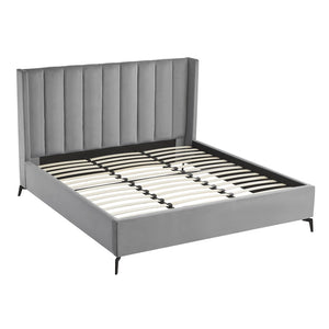 HomeRoots Black Velvet Upholstered Bed Frame - Chic, Durable Design for Modern Bedrooms with Sturdy Support King 544827