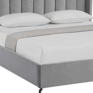 HomeRoots Black Velvet Upholstered Bed Frame - Chic, Durable Design for Modern Bedrooms with Sturdy Support King 544827