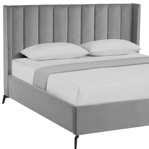 HomeRoots Black Velvet Upholstered Bed Frame - Chic, Durable Design for Modern Bedrooms with Sturdy Support King 544827