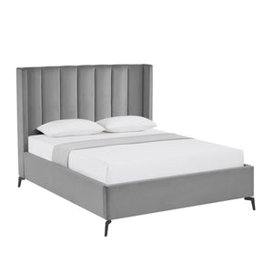 HomeRoots Black Velvet Upholstered Bed Frame - Chic, Durable Design for Modern Bedrooms with Sturdy Support Queen 544828