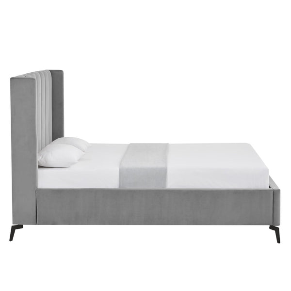 HomeRoots Black Velvet Upholstered Bed Frame - Chic, Durable Design for Modern Bedrooms with Sturdy Support Queen 544828