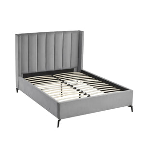HomeRoots Black Velvet Upholstered Bed Frame - Chic, Durable Design for Modern Bedrooms with Sturdy Support Queen 544828