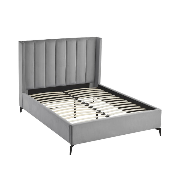 HomeRoots Black Velvet Upholstered Bed Frame - Chic, Durable Design for Modern Bedrooms with Sturdy Support Queen 544828