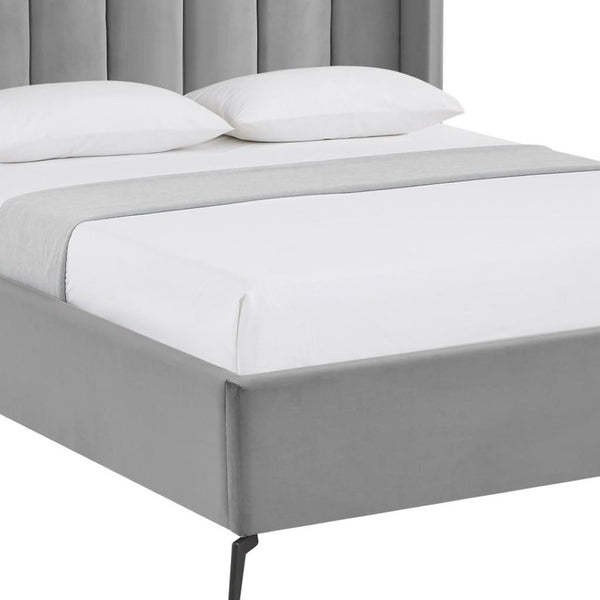 HomeRoots Black Velvet Upholstered Bed Frame - Chic, Durable Design for Modern Bedrooms with Sturdy Support Queen 544828