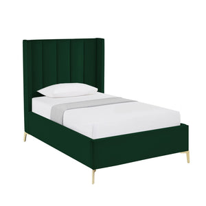HomeRoots Black Velvet Upholstered Bed Frame - Chic, Durable Design for Modern Bedrooms with Sturdy Support Twin XL 544829