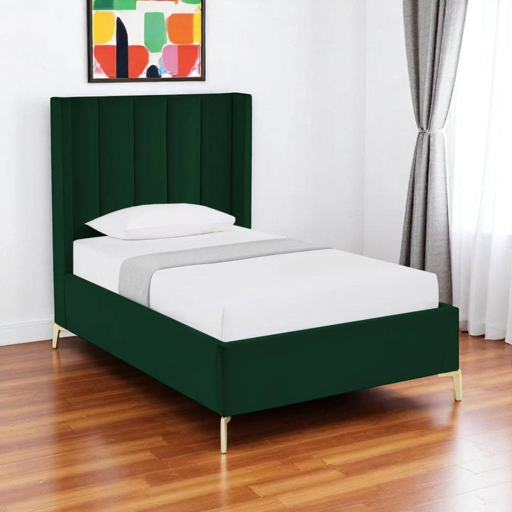 HomeRoots Black Velvet Upholstered Bed Frame - Chic, Durable Design for Modern Bedrooms with Sturdy Support Twin XL 544829