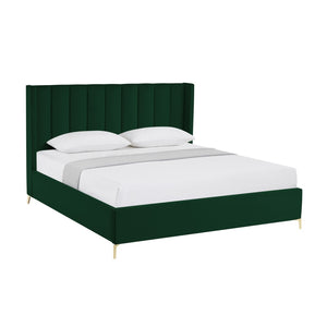 HomeRoots Black Velvet Upholstered Bed Frame - Chic, Durable Design for Modern Bedrooms with Sturdy Support King 544830