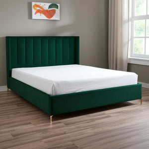 HomeRoots Black Velvet Upholstered Bed Frame - Chic, Durable Design for Modern Bedrooms with Sturdy Support King 544830