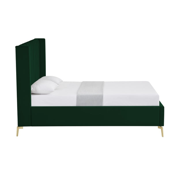 HomeRoots Black Velvet Upholstered Bed Frame - Chic, Durable Design for Modern Bedrooms with Sturdy Support King 544830