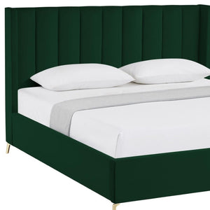 HomeRoots Black Velvet Upholstered Bed Frame - Chic, Durable Design for Modern Bedrooms with Sturdy Support King 544830