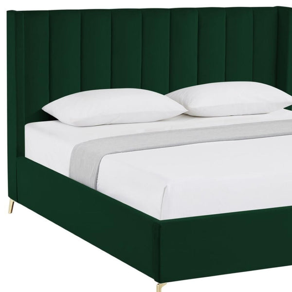 HomeRoots Black Velvet Upholstered Bed Frame - Chic, Durable Design for Modern Bedrooms with Sturdy Support King 544830