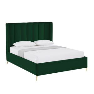 HomeRoots Black Velvet Upholstered Bed Frame - Chic, Durable Design for Modern Bedrooms with Sturdy Support Queen 544831