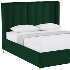 HomeRoots Black Velvet Upholstered Bed Frame - Chic, Durable Design for Modern Bedrooms with Sturdy Support Queen 544831