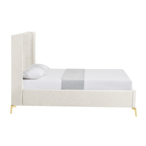 HomeRoots Beige Tufted Linen King Bed Frame - Elegant Upholstered Design for Lasting Comfort & Style 544833