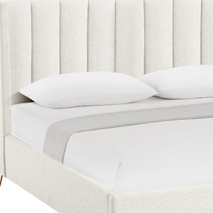 HomeRoots Beige Tufted Linen King Bed Frame - Elegant Upholstered Design for Lasting Comfort & Style 544833