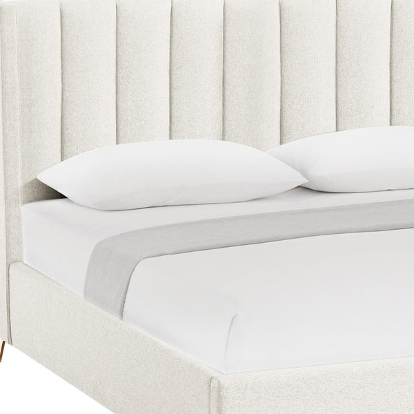 HomeRoots Beige Tufted Linen King Bed Frame - Elegant Upholstered Design for Lasting Comfort & Style 544833