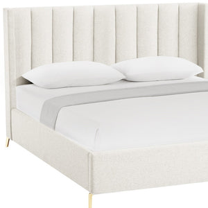 HomeRoots Beige Tufted Linen King Bed Frame - Elegant Upholstered Design for Lasting Comfort & Style 544833