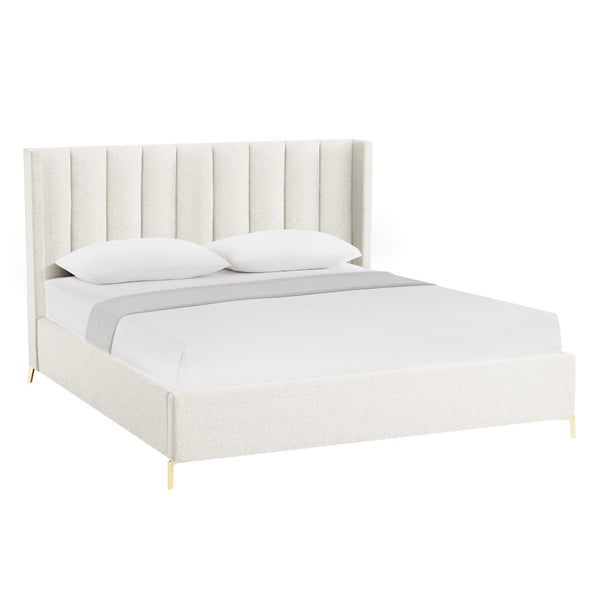 HomeRoots Beige Tufted Linen Upholstered Queen Bed Frame - Elegant Design with Durable Structure & Comfort 544834