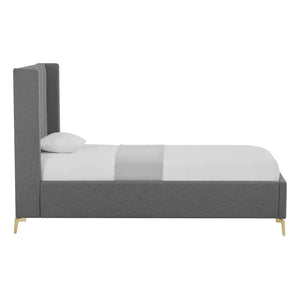 HomeRoots Gray Tufted Linen Upholstered Twin Bed Frame – Stylish, Durable, Space-Saving Design for Any Room 544835