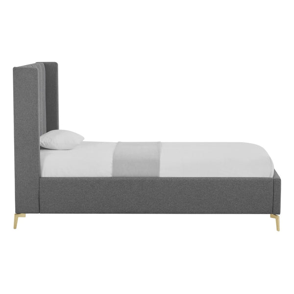 HomeRoots Gray Tufted Linen Upholstered Twin Bed Frame – Stylish, Durable, Space-Saving Design for Any Room 544835