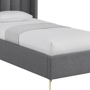 HomeRoots Gray Tufted Linen Upholstered Twin Bed Frame – Stylish, Durable, Space-Saving Design for Any Room 544835