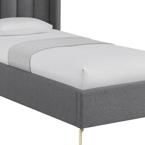 HomeRoots Gray Tufted Linen Upholstered Twin Bed Frame – Stylish, Durable, Space-Saving Design for Any Room 544835