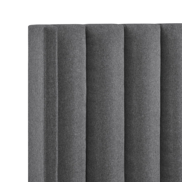 HomeRoots Gray Linen Upholstered Bed Frame - Modern Design with Sturdy Eucalyptus Wood, Perfect for Cozy Bedrooms King 544836