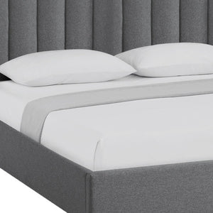 HomeRoots Gray Linen Upholstered Bed Frame - Modern Design with Sturdy Eucalyptus Wood, Perfect for Cozy Bedrooms King 544836