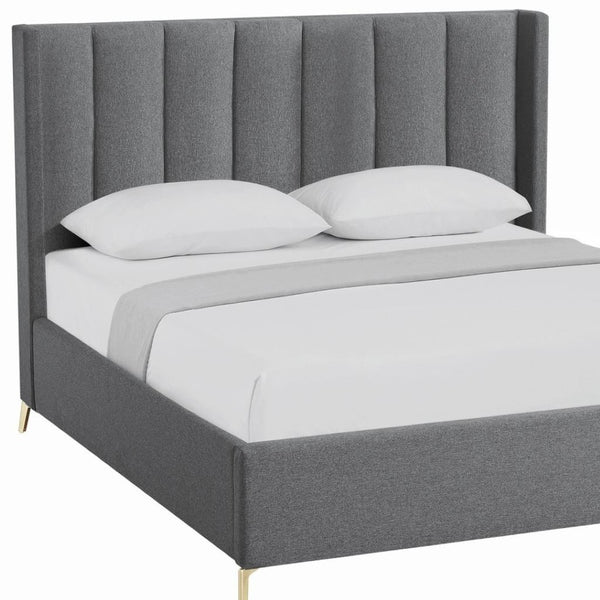 HomeRoots Gray Tufted Linen Queen Bed Frame – Elegant Upholstered Design for Modern Bedrooms, Durable & Cozy 544837