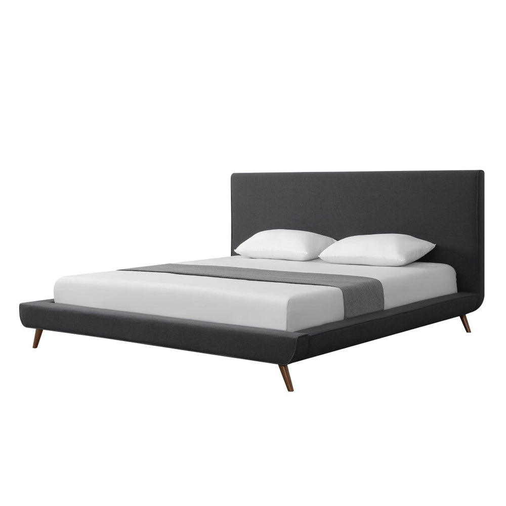 HomeRoots Charcoal Linen Upholstered King Bed Frame - Modern Comfort & Timeless Elegance for Every Bedroom 544838
