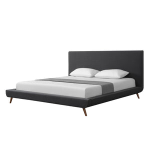 HomeRoots Charcoal Linen Upholstered King Bed Frame - Modern Comfort & Timeless Elegance for Every Bedroom 544838