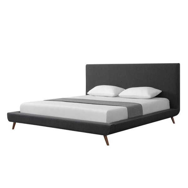 HomeRoots Charcoal Linen Upholstered King Bed Frame - Modern Comfort & Timeless Elegance for Every Bedroom 544838