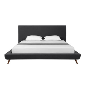 HomeRoots Charcoal Linen Upholstered King Bed Frame - Modern Comfort & Timeless Elegance for Every Bedroom 544838