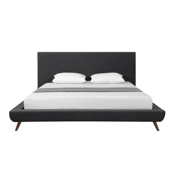 HomeRoots Charcoal Linen Upholstered King Bed Frame - Modern Comfort & Timeless Elegance for Every Bedroom 544838