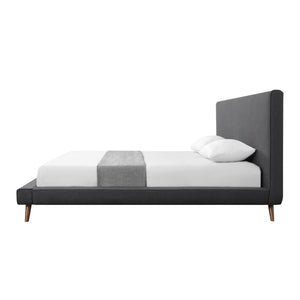 HomeRoots Charcoal Linen Upholstered King Bed Frame - Modern Comfort & Timeless Elegance for Every Bedroom 544838