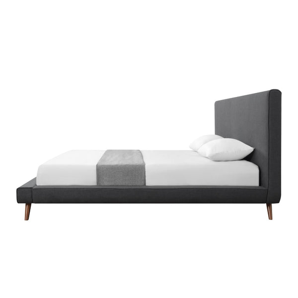 HomeRoots Charcoal Linen Upholstered King Bed Frame - Modern Comfort & Timeless Elegance for Every Bedroom 544838