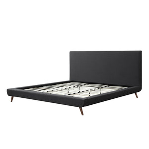 HomeRoots Charcoal Linen Upholstered King Bed Frame - Modern Comfort & Timeless Elegance for Every Bedroom 544838