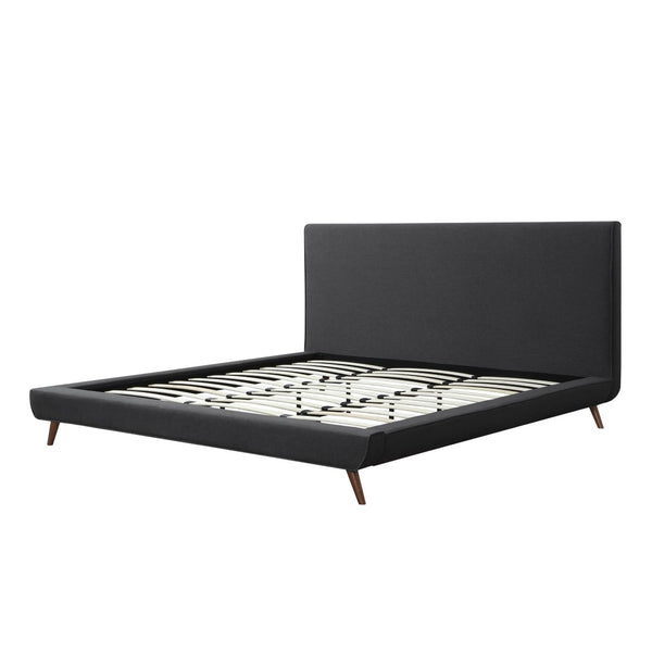 HomeRoots Charcoal Linen Upholstered King Bed Frame - Modern Comfort & Timeless Elegance for Every Bedroom 544838