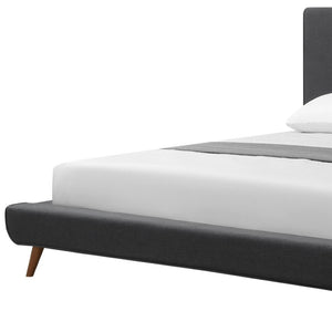HomeRoots Charcoal Linen Upholstered Queen Bed Frame - Modern Mid-Century Design for Ultimate Comfort & Style 544839