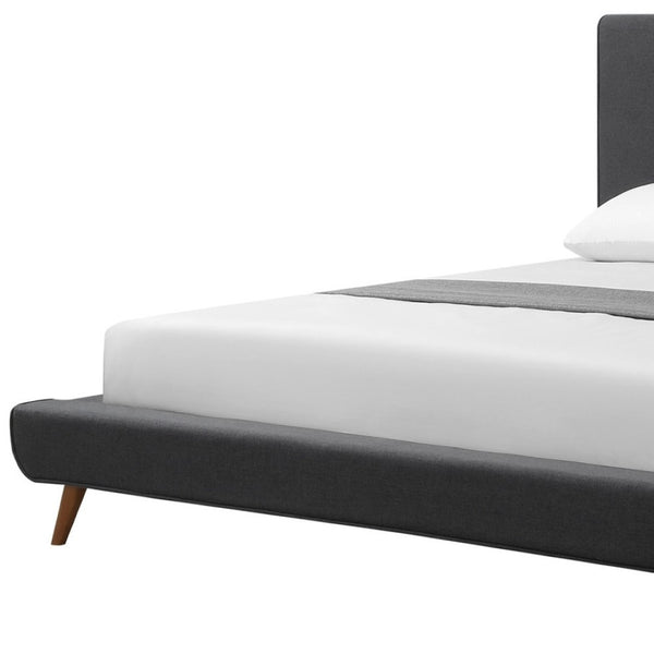 HomeRoots Charcoal Linen Upholstered Queen Bed Frame - Modern Mid-Century Design for Ultimate Comfort & Style 544839